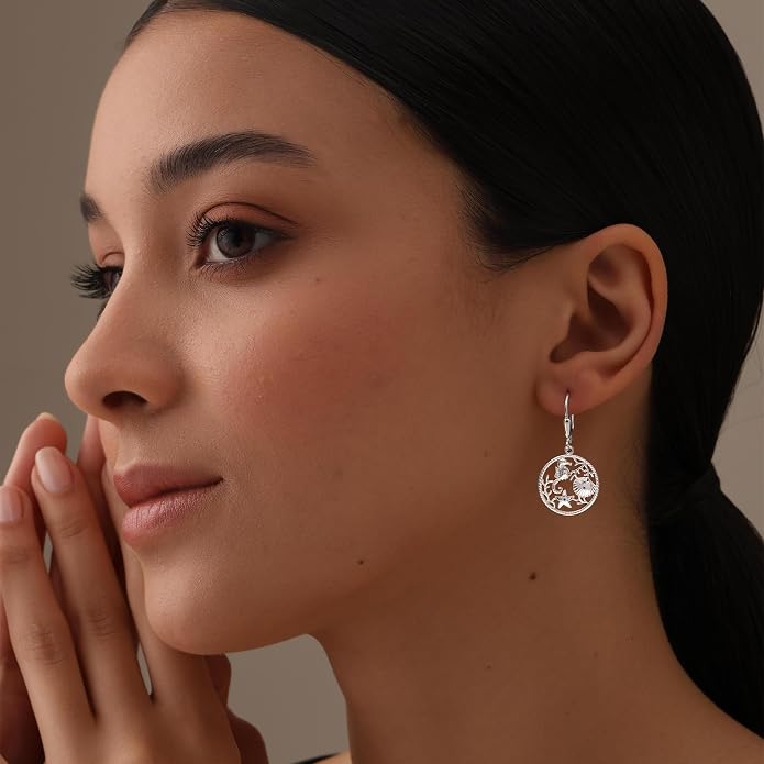 Charmsy 925 Sterling Silver Filigree Earrings for Women | Lightweight Diamond-Cut Openwork Leverback Dangle Earrings | Romantic Jewelry Gifts for Women