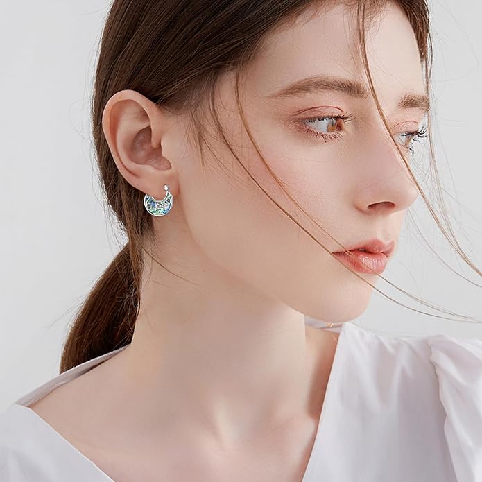 Tree of Life/Sunflower/Mountain/Daisy/Flower/Dragonfly/Butterfly/Earrings 925 Sterling Silver Hoop Earrings for Women
