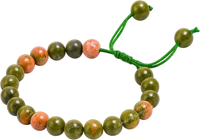 Amazing Gemstone Unakite Bracelet for Women Men's Gifts - Protection Healing Crystal Bracelet - 8mm Gemstone Beaded Adjustable Bracelet
