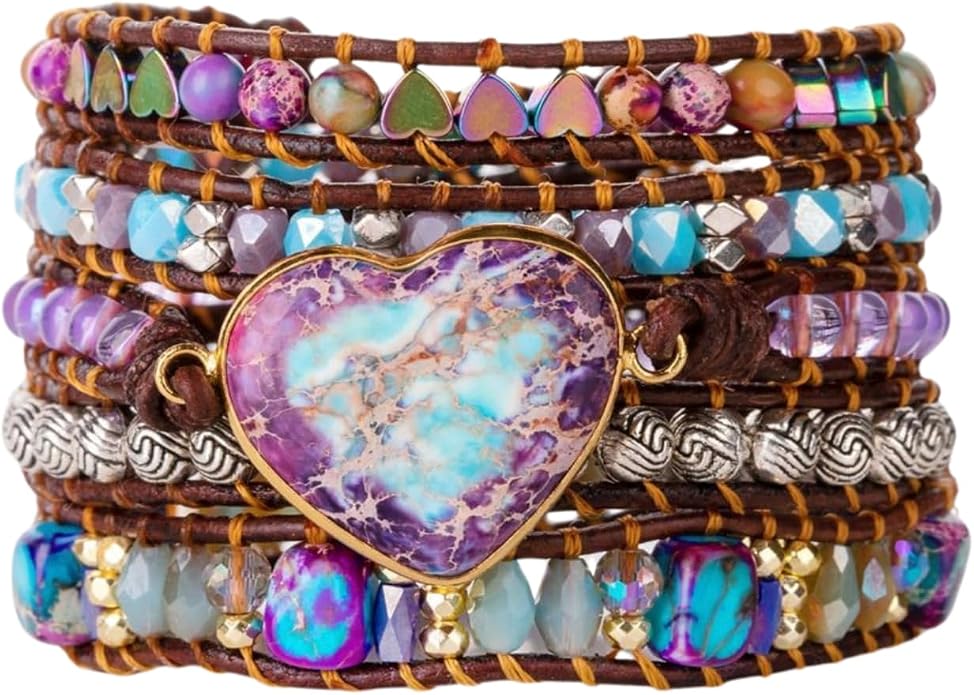 YGLINE Natural Stone Bracelet 3 Wraps Bracelet Handmade Boho Bracelet for Women Bracelet