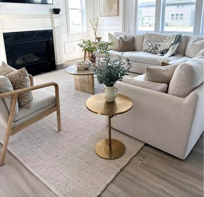 Jute Cotton Area Rug - Handcrafted Traditional Rugs - Braided Carpet - Natural Shag Rugs for Entryway Bedroom, Home Décor, Dining Room - Eco-Friendly (Natural, 9' x 12')