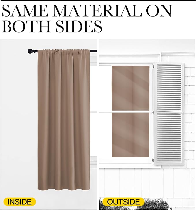 NICETOWN RV Blackout Curtains for Camper Windows, Window Treatment Thermal Insulated Rod Pocket Small Blackout Draperies/Drapes for Bedroom/Kitchen (Cappuccino, Set of 2, 29" Wide by 40" Long)