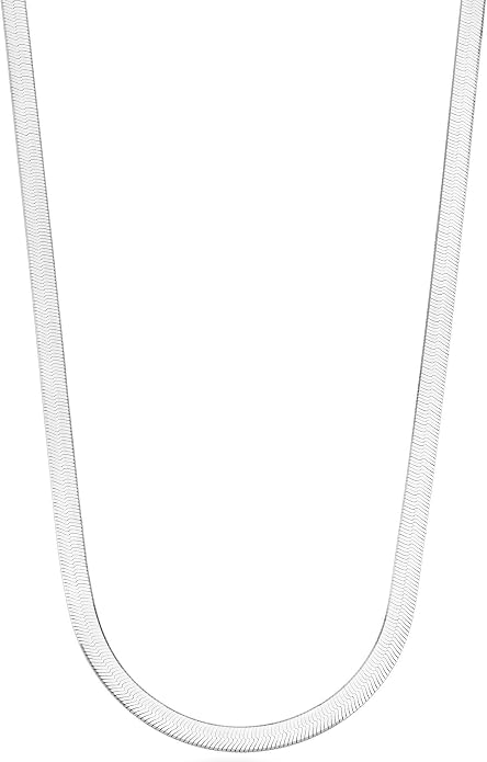 Miabella Italian Solid 925 Sterling Silver, 18Kt Gold Plated 4.5mm Flexible Flat Herringbone Chain Necklace Women, Made in Italy