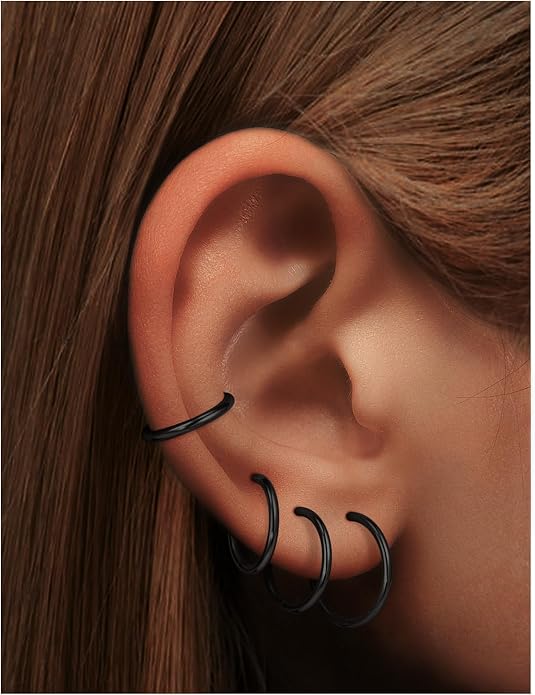 20G 18G 16G 14G 12G 10G 8G 6G Nose Rings Hoops 316l Surgical Steel Clicker Septum Lip Ring Tragus Helix Daith Rook Conch Snug Cartilage Lobe Earrings Hoop Piercing Jewelry For Women Men