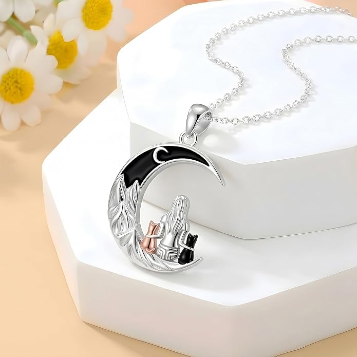 Tree of Life/Cat/Horse/Turtle/Sun/Cow Pendant Crescent Moon Necklace Anniversary Graduation Birthday for Grandma Women Wife Daughter(with Gift Box)
