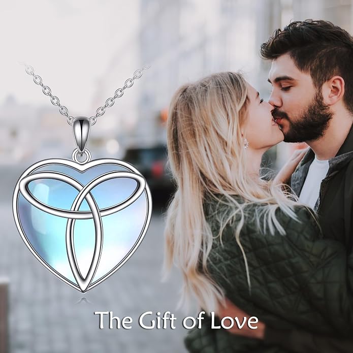 YAFEINI 925 Sterling Silver Moonstone Necklace Filigree Teardrop Pendant Necklace Jewelry for Women Girls