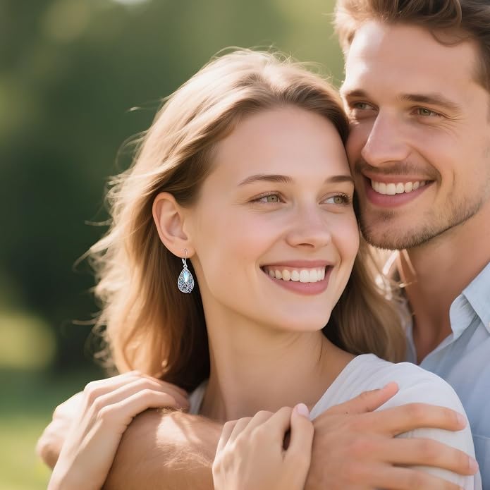 MONGAS Dragonfly Filigree Earrings Sterling Silver Moonstone Teardrop Abalone Drop Dangle Earrings Filigree Leverback Dragonfly Jewelry Gifts for Women