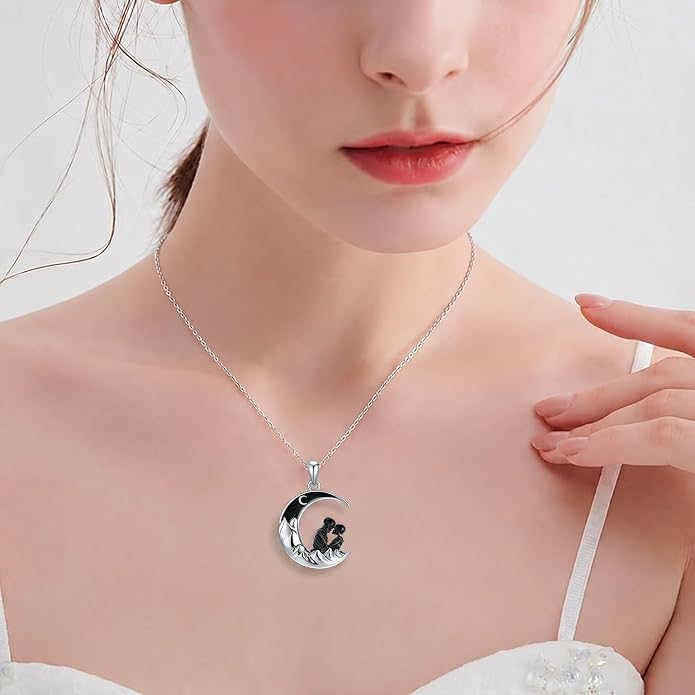 Tree of Life/Cat/Horse/Turtle/Sun/Cow Pendant Crescent Moon Necklace Anniversary Graduation Birthday for Grandma Women Wife Daughter(with Gift Box)