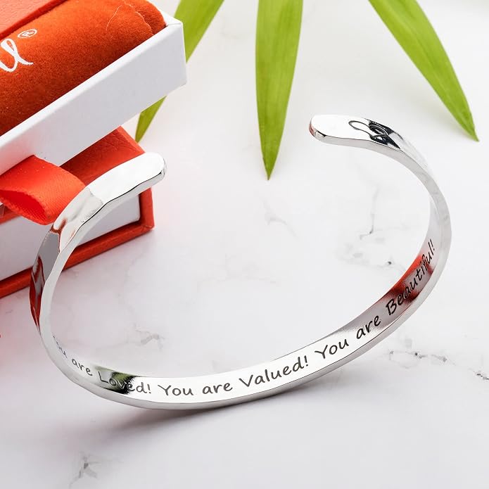 Carviell Bracelet - Gifts for Women – Inspirational, Friendship, Love, Mom, Daughter, Sister, Christian, Graduation, Memorial & Wedding Gifts – 100+ Phrases – Stainless Steel, Gift-Ready