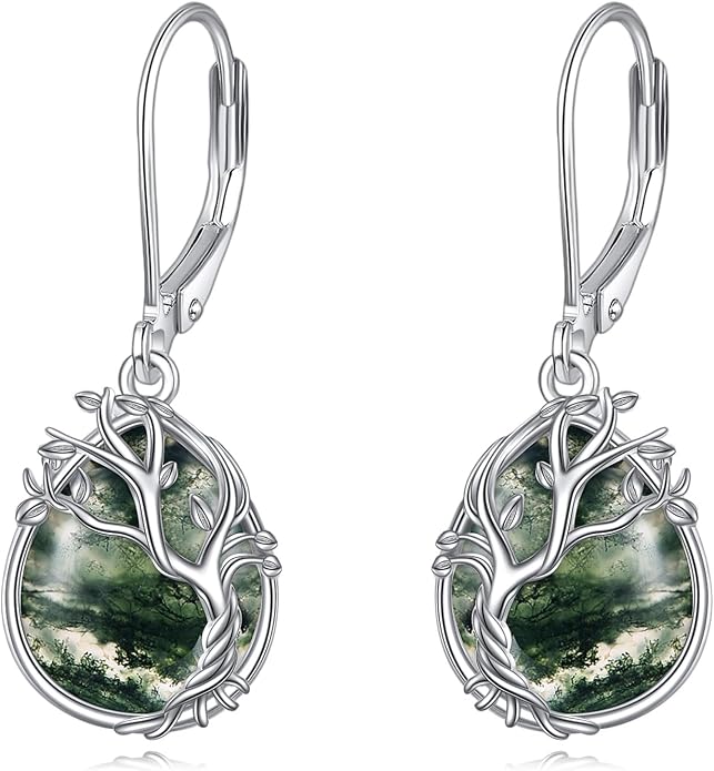 POPLYKE Tree of Life Teardrop Drop Dangle Earrings Sterling Silver Leverback Earrings Jewelry