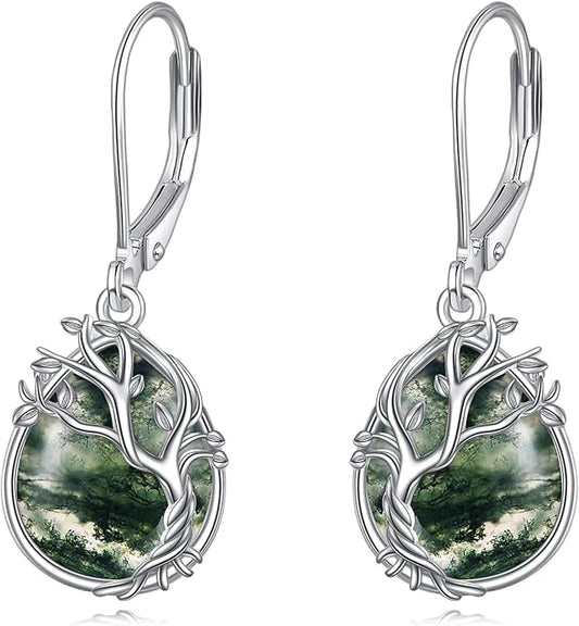 POPLYKE Tree of Life Teardrop Drop Dangle Earrings Sterling Silver Leverback Earrings Jewelry