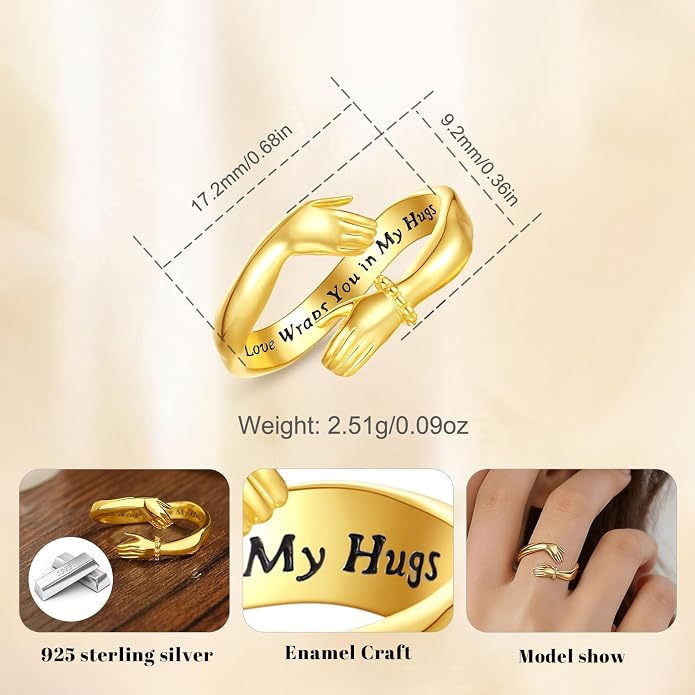 Vito 925 Sterling Silver Adjustable Open Spoon Ring for Women Men, Lotus Sunflower Snake Spoon Band Rings Feather Hug Witches Knot Inspirational Jewelry Gift for Wife