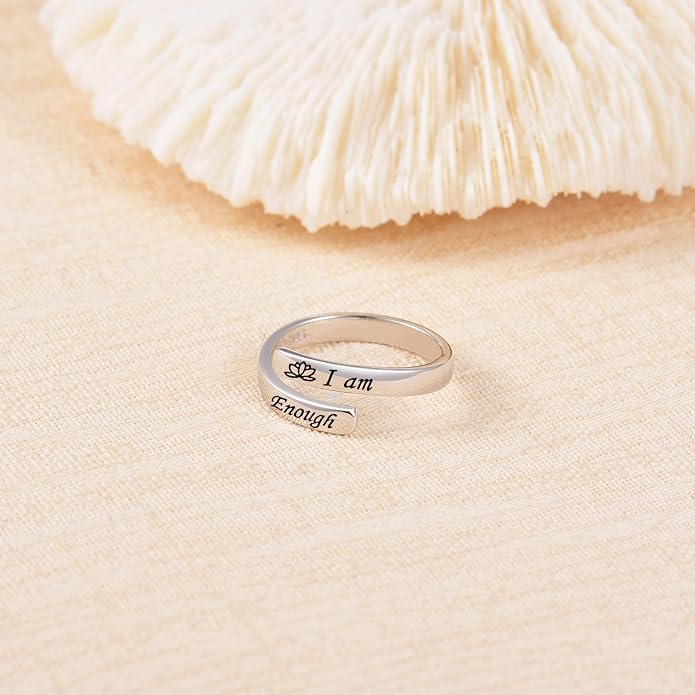 Inspirational Adjustable Ring – Stainless Steel Spiral Twist Healing Ring, Motivational Jewelry Gift for Women/Sorority Sisters