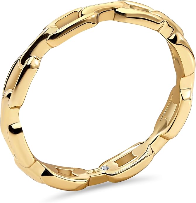 DEVATA Gold or Rhodium Plated Sterling Silver 925 – Eternity, Band Ring for Women – Heart, Knot, Clover, Infinity, Mariner, Cable, Curb, Cuban, Figaro, Daisy, Rope, Ribbed, Dome
