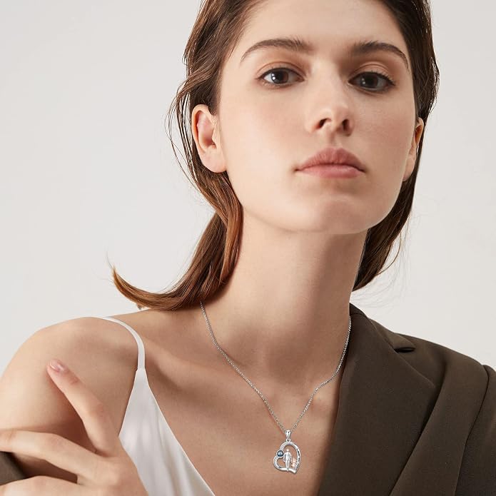 PROESS S925 Sterling Silver Daughter Heart Pendant Necklace from Dad Mom I Love You Forever Jewelry