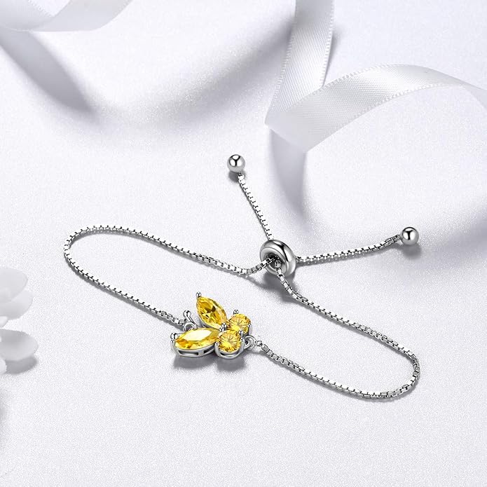 Aurora Tears Butterfly Jewelry,Women 925 Sterling Silver Butterflies Birthstone Pendant Necklace/Earrings/Rings Wedding Gift