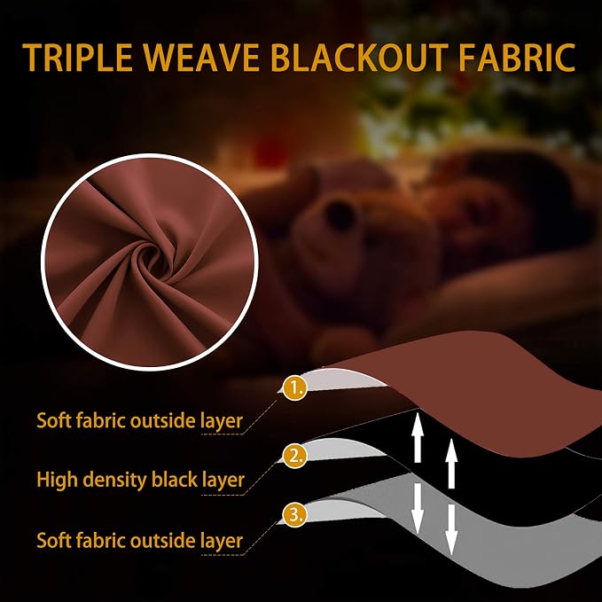 KOUFALL Rust Western Curtains for Bedroom 72 Inch Length 2 Panels Set Blackout Room Darkening Light Blocking Insulated Thermal Curtains for Living Room,Terracotta Red,42x72 Inches Long