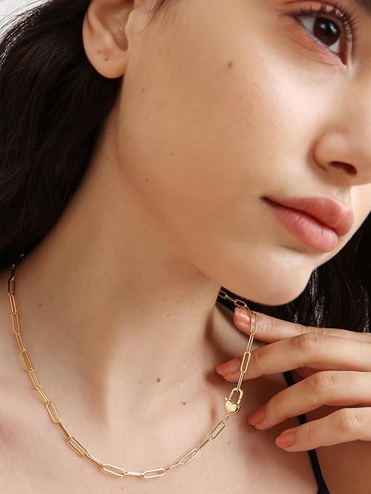 FRUMOS Gold Plated Necklace for Women, Dainty Layered Chain Necklace, Fashion Jewelry for Daily Wear