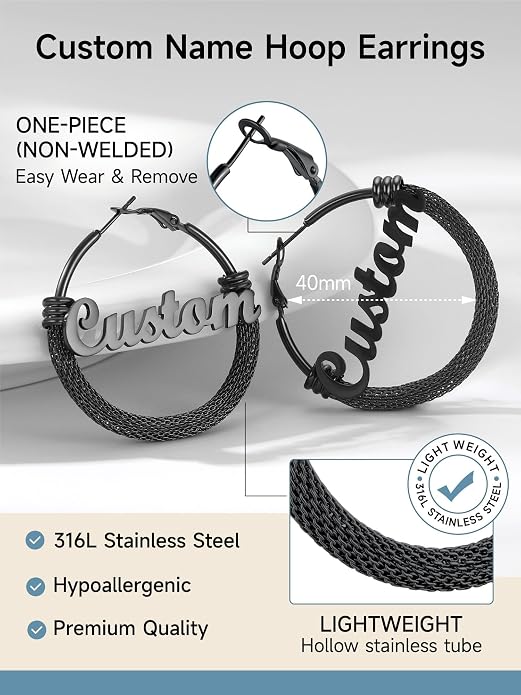 PROSTEEL 30/40/60/80/100mm Chunky Hoop Earrings For Women Gold Plated/Black Stainless Steel Hoops Earrings Statement Jewelry