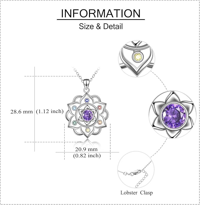 ONEFINITY Lotus Necklace 925 Sterling Silver Moonstone Pendant Necklace Yoga Lotus Jewelry for Women