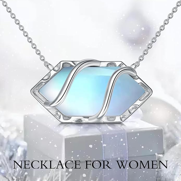 HPQQ Teardrop Necklace 925 Sterling Silver Filigree Gemstone Pendant Necklace Fine Jewelry Birthday Mother's Day Gifts for Women Her Mom