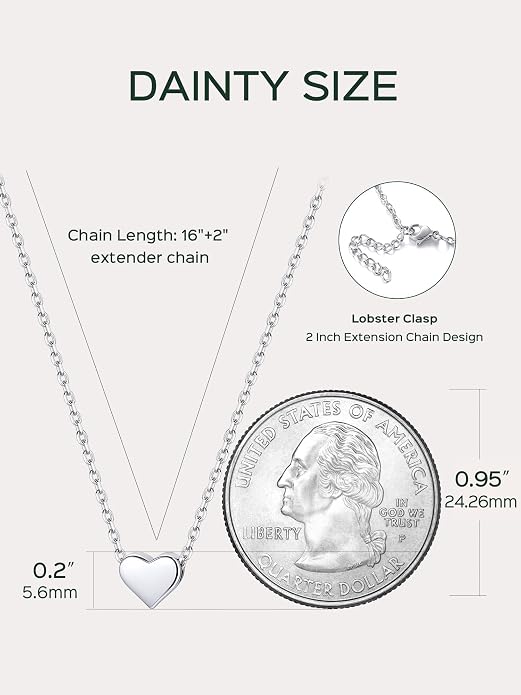 ChicSilver 925 Sterling Silver Heart Initial Necklaces for Women -Dainty Personalized Heart Pendant Letter Alphabet Necklace for Women