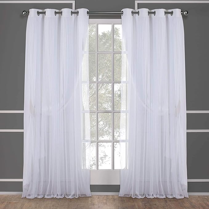 TOWN & COUNTRY LUXE Talia Double Layer Indoor Curtains, Sheer and Room Darkening Blackout, Grommet Top, Energy Efficient, 2-Pack Set, 52"x84", Mint Green