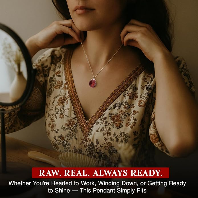 Raw Birthstone Crystal Necklace for Women, Hypoallergenic 925 Sterling Silver Pendant, Adjustable 16+2" Silver Chain, Light Natural Gemstone Jewelry for Everyday Wear & Gift for her & him
