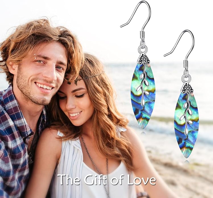 POPLYKE 925 Sterling Silver Tree of Life Dangle Earrings for Women Fashion Abalone Shell Jewelry Gifts for Mom Sister Friend Birthday