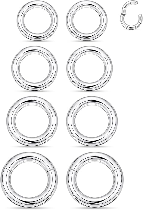 20G 18G 16G 14G 12G 10G 8G 6G Nose Rings Hoops 316l Surgical Steel Clicker Septum Lip Ring Tragus Helix Daith Rook Conch Snug Cartilage Lobe Earrings Hoop Piercing Jewelry For Women Men