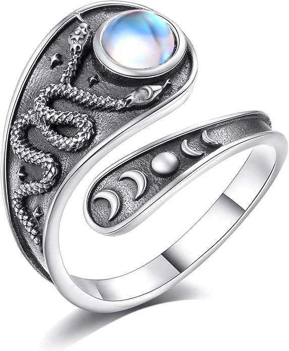 Vito 925 Sterling Silver Adjustable Open Spoon Ring for Women Men, Lotus Sunflower Snake Spoon Band Rings Feather Hug Witches Knot Inspirational Jewelry Gift for Wife