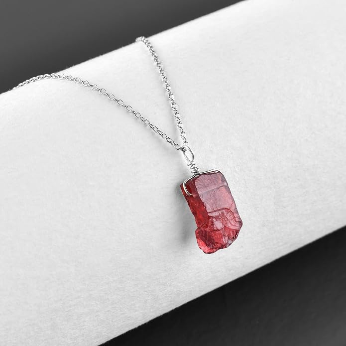 Natural Gemstone Pendant Necklace for Women Handmade Birthstone Healing Crystal Jewelry Chain 20" Stone Birthday Christmas Wedding Gifts for Her