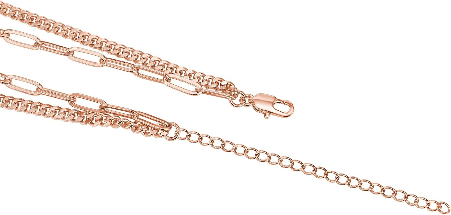 PAVOI 14K Gold Plated Dainty Layering Necklaces for Women | Snake Chain, Curb Link, Paperclip Layered Chains | Trendy Layering Necklace