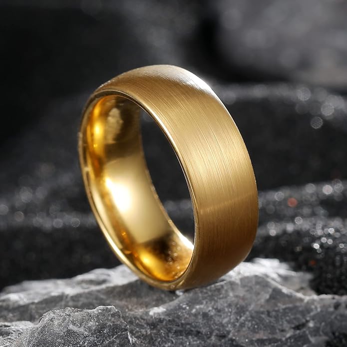King Will Wedding Band for Men Women, 2/4/6/7/8mm Domed Matte Brushed Tungsten Carbide Rings, Solid/Dual Color Engagement Rings, Comfort Fit