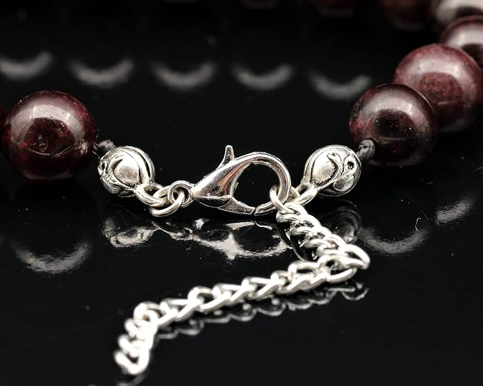 Natural Gemstone Beaded Choker Necklace | 8mm Handmade Adjustable Jewelry for Men & Women | Chakra Balancing Crystal Necklace | Spiritual Gift | Macrame Cord with Extender