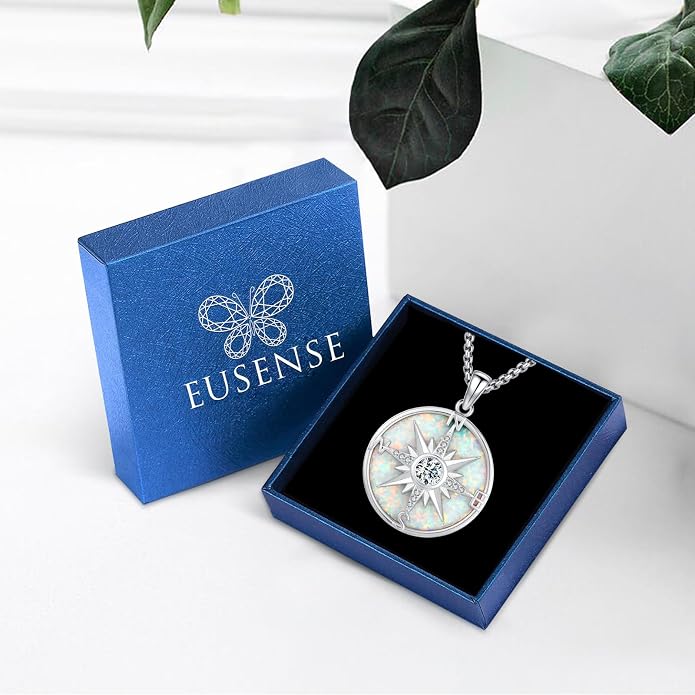 Compass Necklace for Women Men 925 Sterling Silver Pendant Urn Necklaces for Ashes Picture Locket Necklace Anchor Necklace Viking Necklace Crystals CZ Moonstone Abalone Shell Turquoise Compass Jewelry