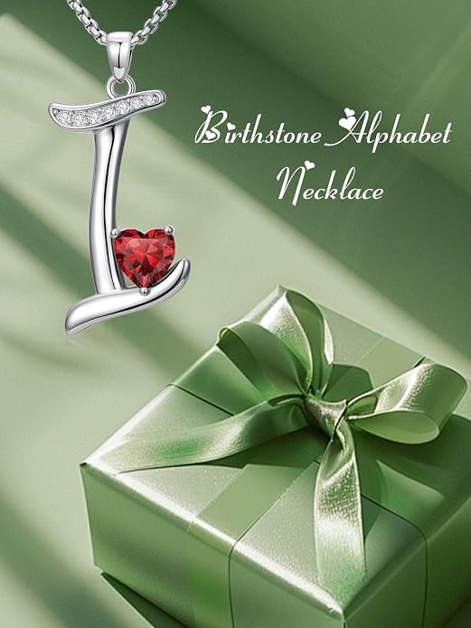 Birthday Gifts for Women Alphabet A to Z Initial Birthstone Pendant Necklaces for Women - 18k White Gold Plated Personalized Name Jewelry Anniversary Graduation Gifts for Wife Her Daughter Girlfriend(with Gift Box)