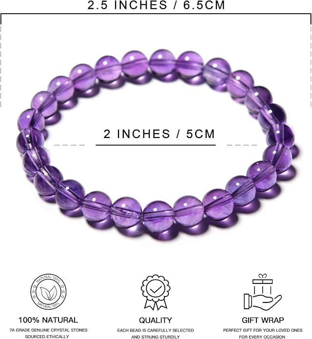 ILLUMINIA 5A Grade Natural Crystal Gemstone Bracelet | Healing Energy Charged Quartz Stone Bead | Handcrafted Stretch Bracelet for Women Men Teens