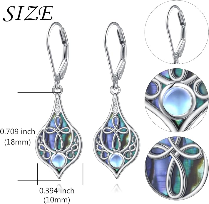 925 Sterling Silver Filigree Dangle Drop Earrings Daisy/Lotus/Rose Flower/Moonstone Leverback Teardrop Earrings for Women Infinity Celtic Knot Daisy Lotus Jewelry for Mothers Day