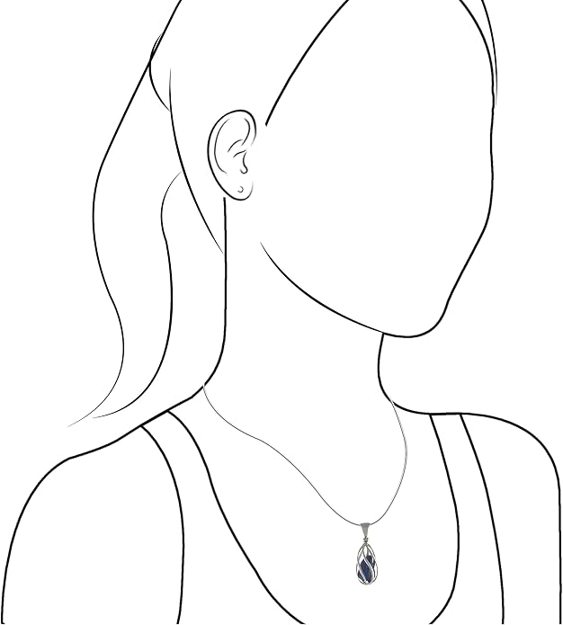Starborn Gemstone teardrop Style Cage Pendant Sterling Silver