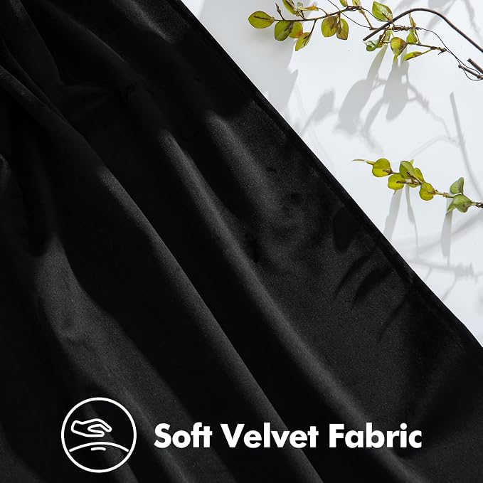 MIULEE Pinch Pleated Black Velvet Blackout Curtains 94 inches Long, Thermal Insulated Pinch Pleat Drapes with Hooks, Luxury Halloween Window Panels for Bedroom Living Room, 2 Panels