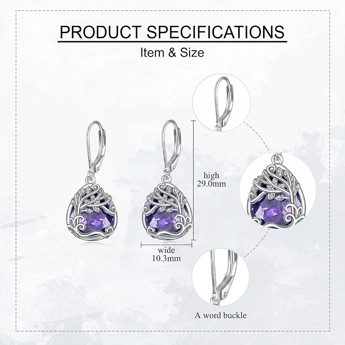 Teardrop Tree of Life/Filigree Earrings for Women Dangle Leverback Earrings Jewelry Gift Anniversary For Her