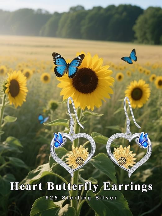 Bee/Butterfly/Dragonfly/Hummingbird/Sunflower Earrings for Women 925 Sterling Silver Sunflower Earrings Hypoallergenic Animal Jewelry Gifts for Women