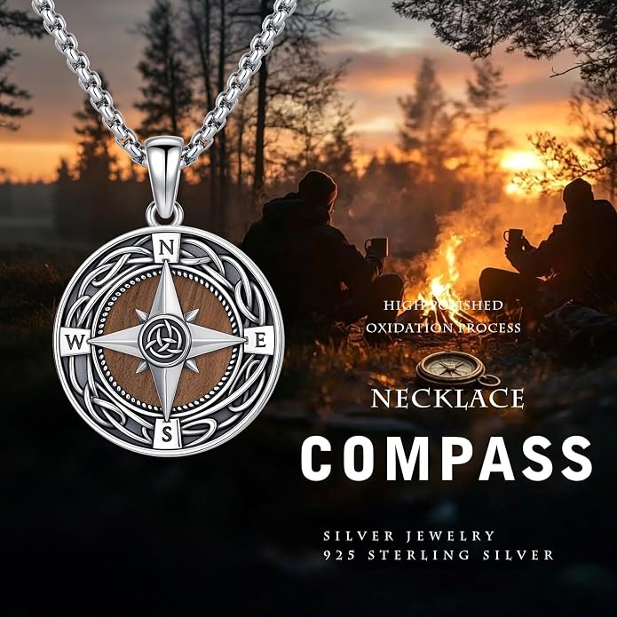 Compass Necklace for Women Graduation Gifts 925 Sterling Silver Celtic Knot Compass Pendant Graduation Jewelry Inspirational Travel Gifts for Women