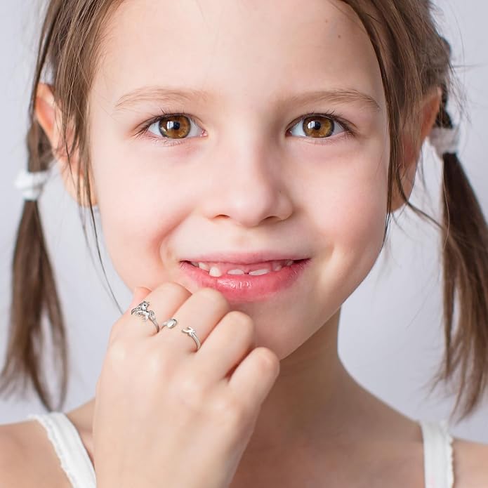 Unicorn Initial Rings for Teen Girls, Rose Gold/White Gold Plated Heart Initial Rings for Girls Adjustable Stackable Rings for Women Diny Heart Ring for Teen Girls Gifts Unicorns Gifts for Girls