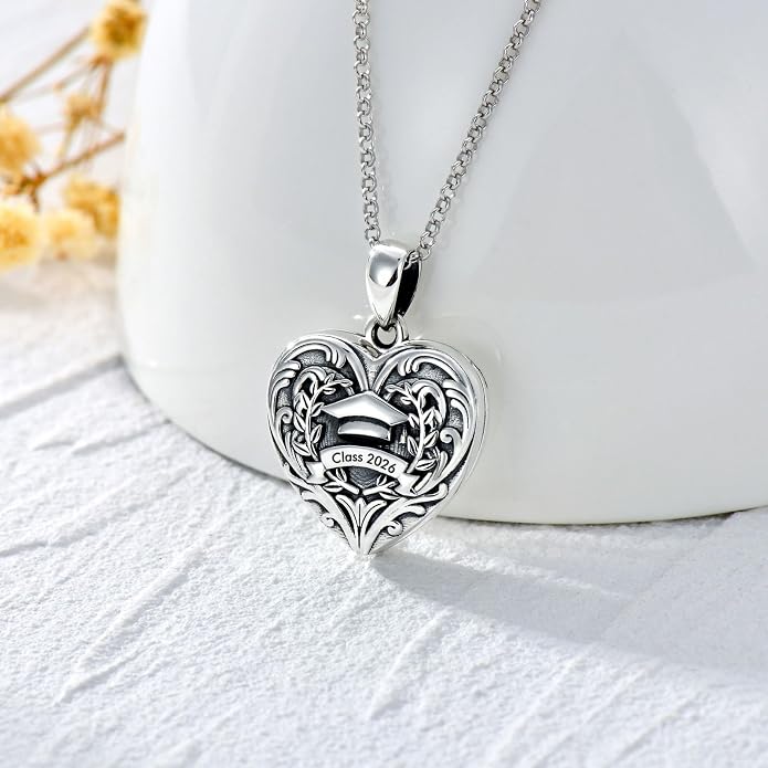 SOULMEET Personalized Silver Locket Necklace That Holds Pictures Photo Keep Someone Near to You, Memorial Custom Lockets Necklaces Letters Engraving for His Her