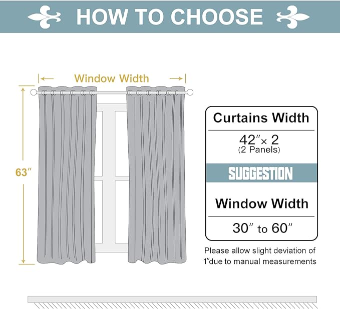 ChrisDowa 100% Blackout Curtains for Bedroom 63 Inches Long 2 Panels Set | 2 Thick Layers, Thermal Insulated, Light Blocking, Grommet, Window Treatment, Living Room Drapes, Forest Green, 42 x 63 Inch