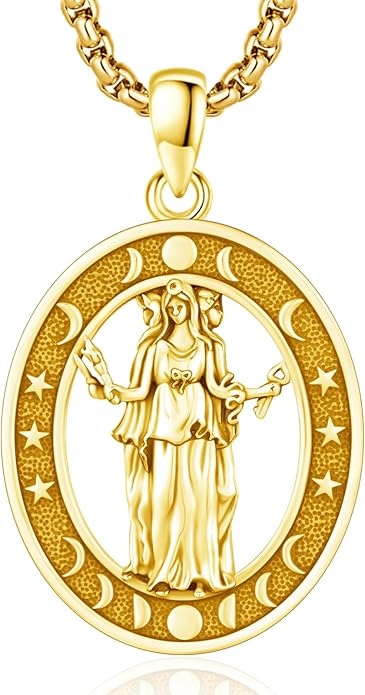 Hecate Wiccan Triple Moon Goddess Necklace Tetragrammaton Nudo De Bruja Plata 925 Original Sterling Silver Cat Moon Pendant Hekate Witch Necklace Amulet Witchy Jewelry Gifts for Women Men