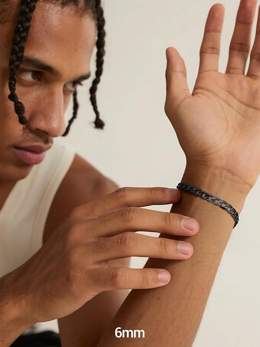PROSTEEL Silver/Gold/Black Bracelets for Men Figaro Cuban Link, 6mm-13mm Width, 7.5"/8.3"/9" Length, Stainless Steel Mens Bracelet Jewelry with Gift Box