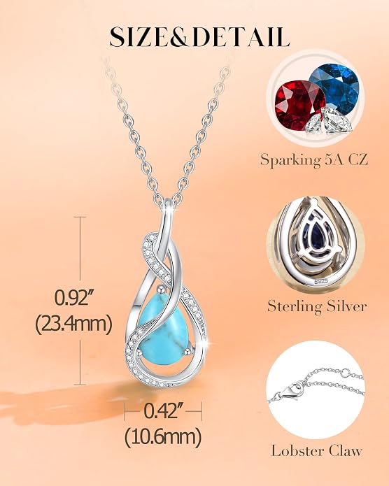 FANCIME TimelessTie Birthstone Necklace for Women White Gold Plated Sterling Silver Ribbon Design Jewelry Knot Pendant Fine Jewelry Gemstone Anniversary Birthday Graduation Mothers Day Gifts for Women Wife Mother Her